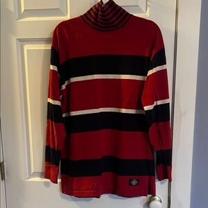 Woolrich Red and Black Striped Turtleneck Sweater